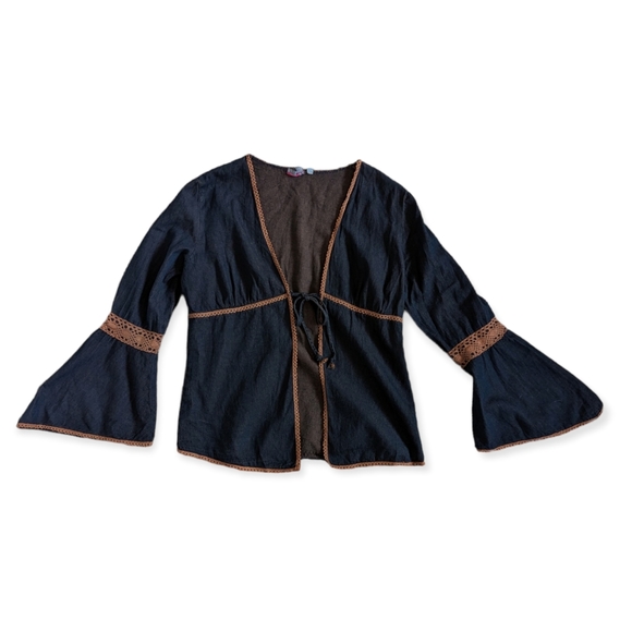 Y2K Bell Sleeve Tie Front Cardigan - Picture 2 of 11